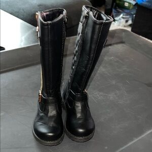 Black Leather Knee-High Boots